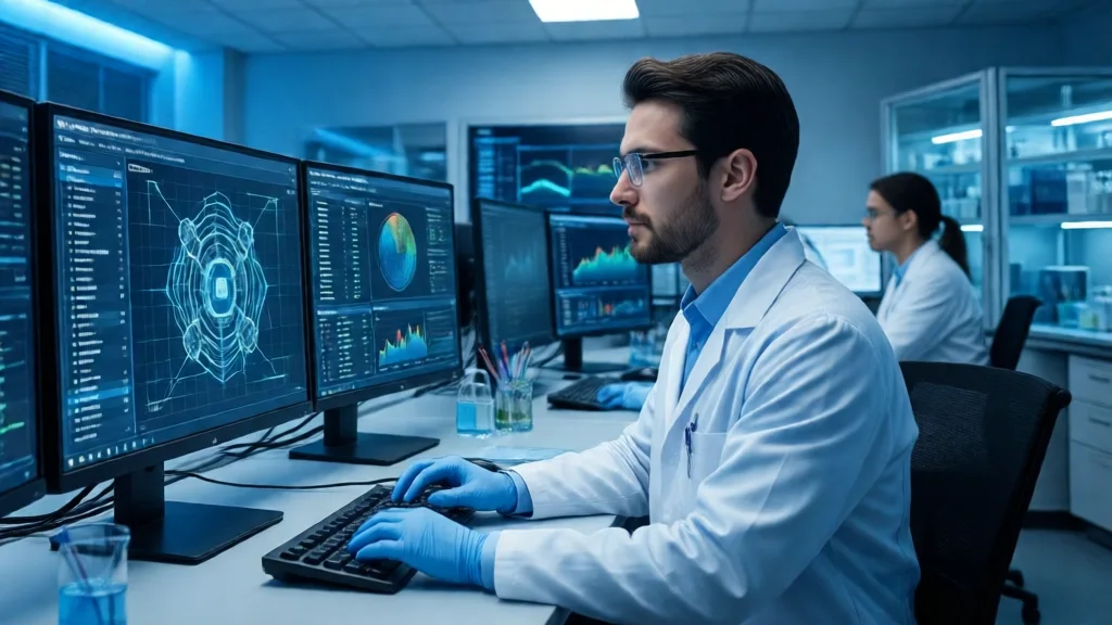 Computadores quânticos em laboratório de pesquisa
