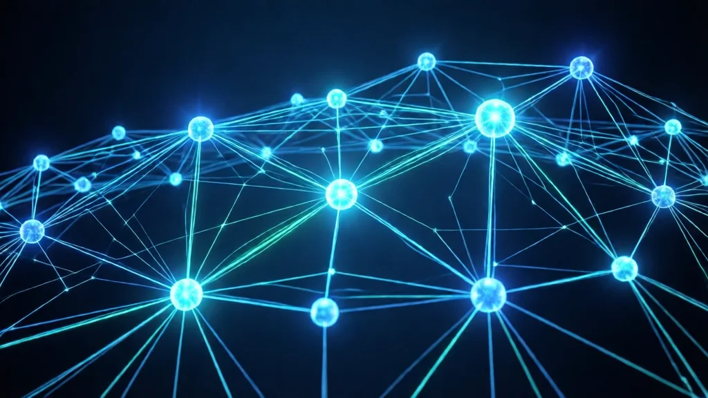 Visualização abstrata de rede neural com nós luminosos representando o modelo Beam 1.0