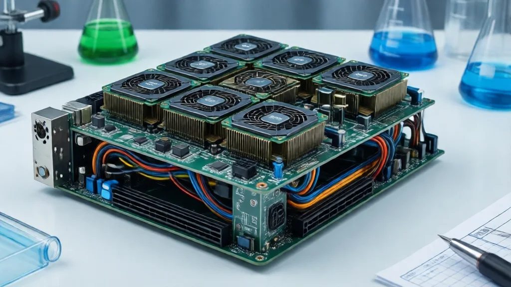 Computador modular compacto com múltiplos módulos de CPU, design aberto