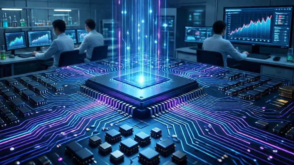 Computador quântico com circuitos supercondutores e visualização de redução de erros