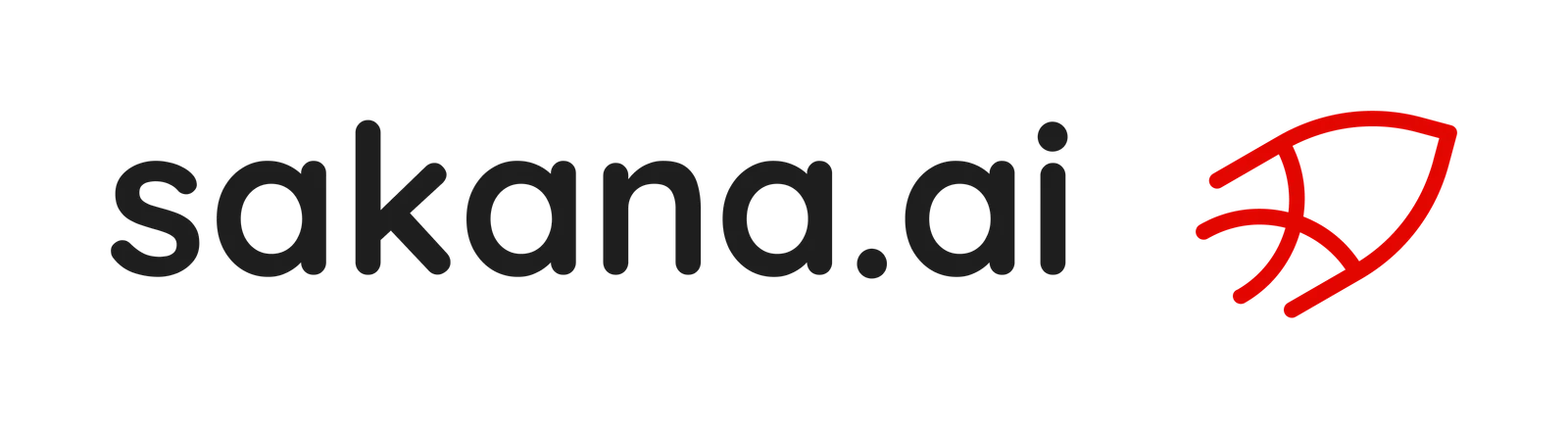 Logotipo da Sakana AI com o icone de peixe vermelho sobre fundo preto