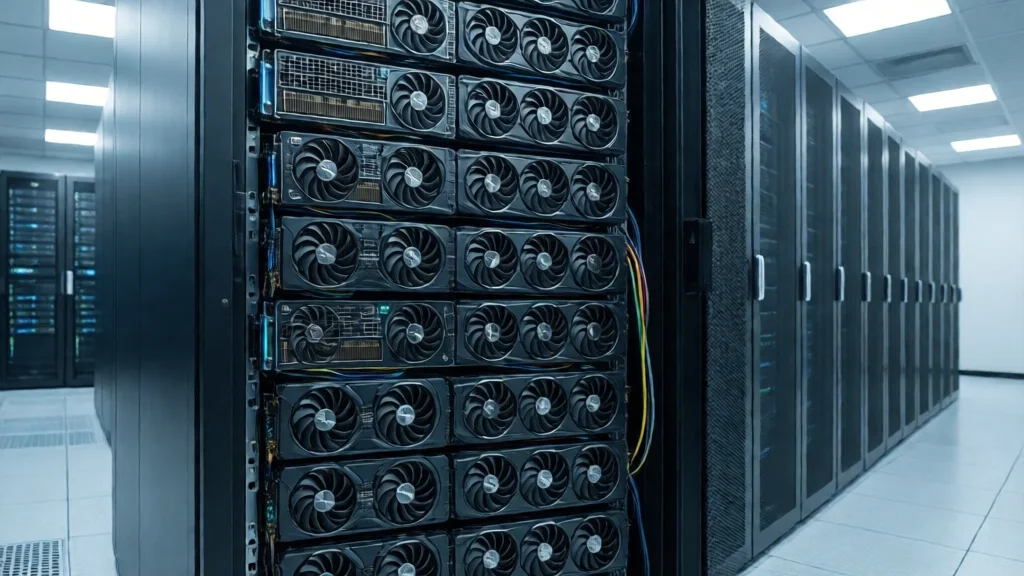 Rack de servidor com GPUs para IA