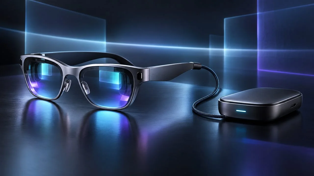 Ilustração conceitual dos Meta VR Glasses, óculos de realidade virtual de 100 g anunciados pela Meta em 2026